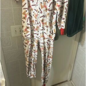 Rudolph, the red nose, reindeer sleep jumper, zip up suit